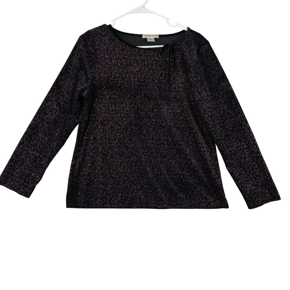 Vintage Notations Long Sleeve Velvet Sprakle Sweater Women's Large Pink Glitter